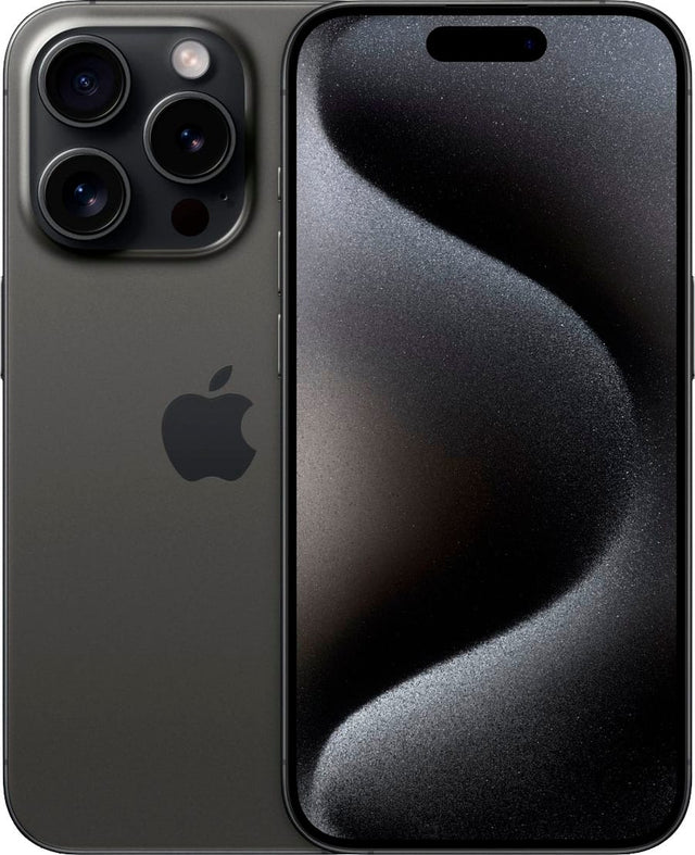 Front. Apple - Pre-Owned iPhone 15 Pro 5G 128GB (Unlocked) - Black Titanium.