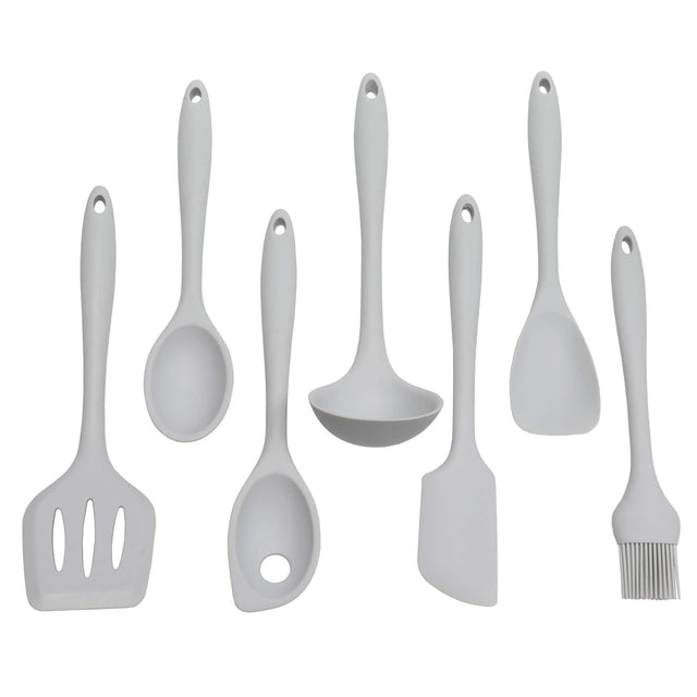 Front. Chef Craft - 7 Piece Premium Silicone Kitchen Tool and Utensil Set - Gray - Gray.