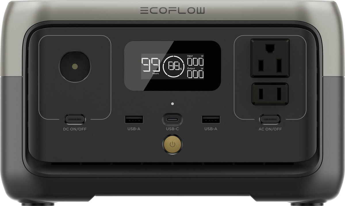 EcoFlow - 256Wh Compact Energy Solution Portable Power Station RIVER 2 (256 Wh Capacity) - Black