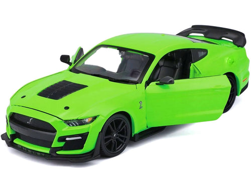 Front. Maisto - 2020 Ford Mustang Shelby GT500 Bright Green 1/24 Diecast Model Car by Maisto.
