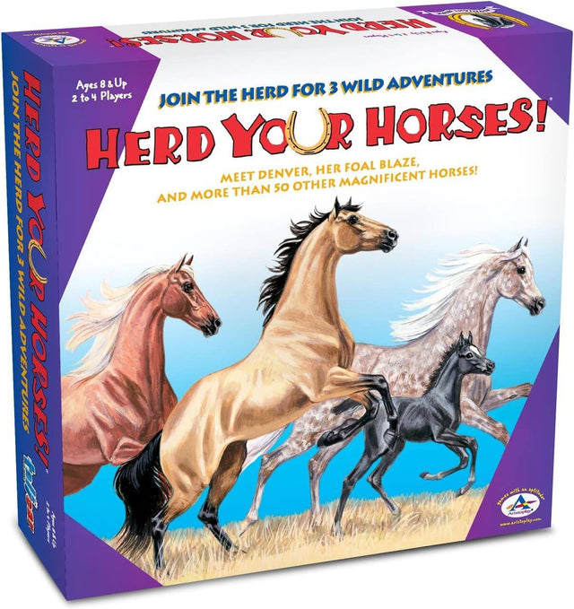 **HERD YOUR HORSES!**

**Ages 8 & Up**  
**2 to 4 Players**

**JOIN THE HERD FOR 3 WILD ADVENTURES!**  
**MEET DENVER, HER FOAL BLAZE, AND MORE THAN 50 OTHER MAGNIFICENT HORSES!**