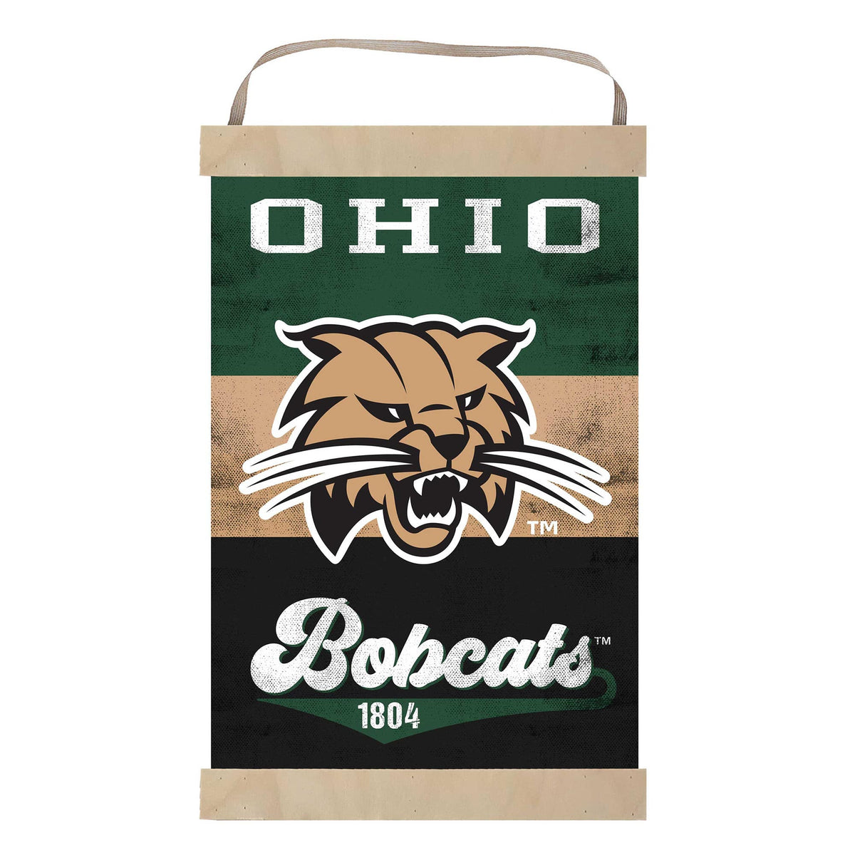 Jardine - Ohio Bobcats Retro Logo Banner Sign - Green