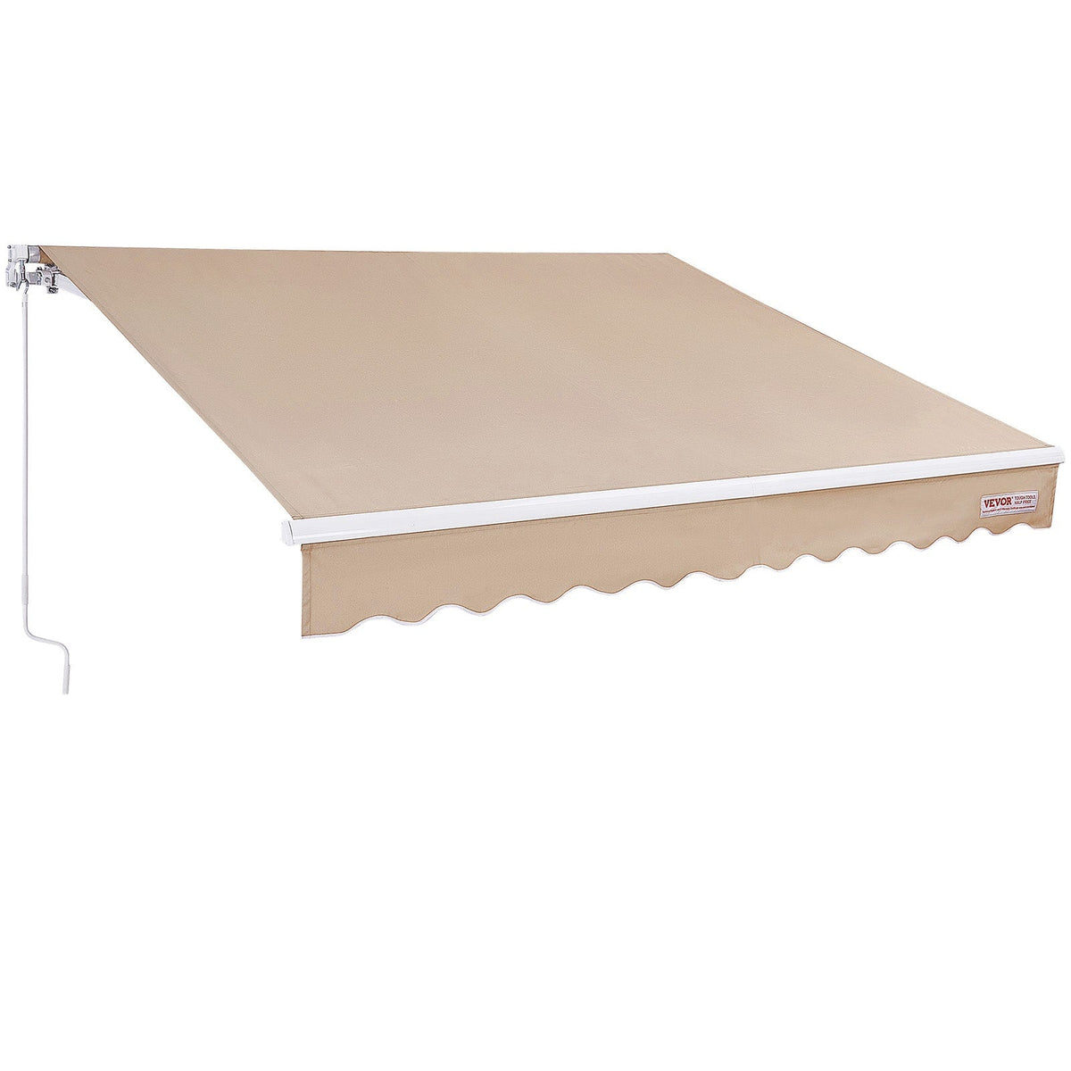VEVOR - Manual Retractable Awning, 8 x 7 ft Outdoor Patio Awning Retractable Sun Shade, Water-Resistant Awning Sunshade Shelter - Khaki