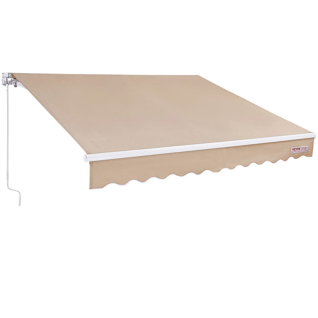 Front. VEVOR - Manual Retractable Awning, 8 x 7 ft Outdoor Patio Awning Retractable Sun Shade, Water-Resistant Awning Sunshade Shelter - Khaki.