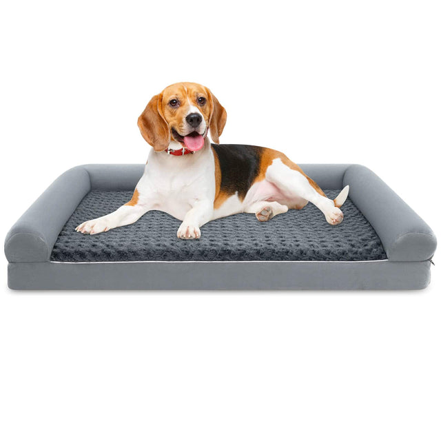 Front. Costway - Costway L Sized Large Pet Bed with Orthopedic Egg Crate Foam Removable Washable Cover - Gray.