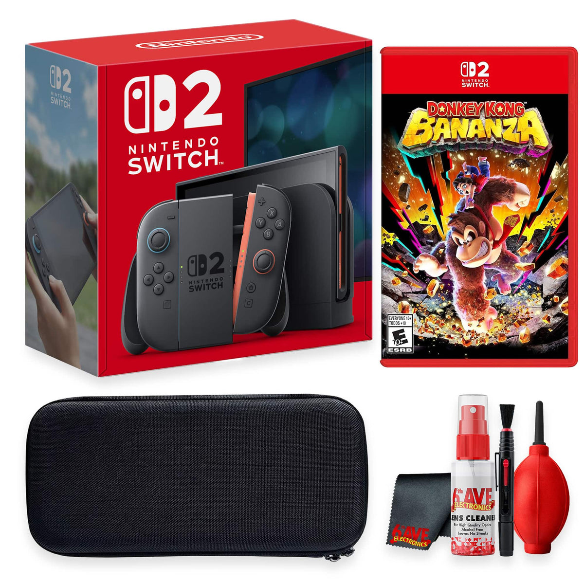 Bundle - Switch 2 Video Game System With Carrying Case + Cleaning Kit + Nintendo Donkey Kong Bananza for Switch 2