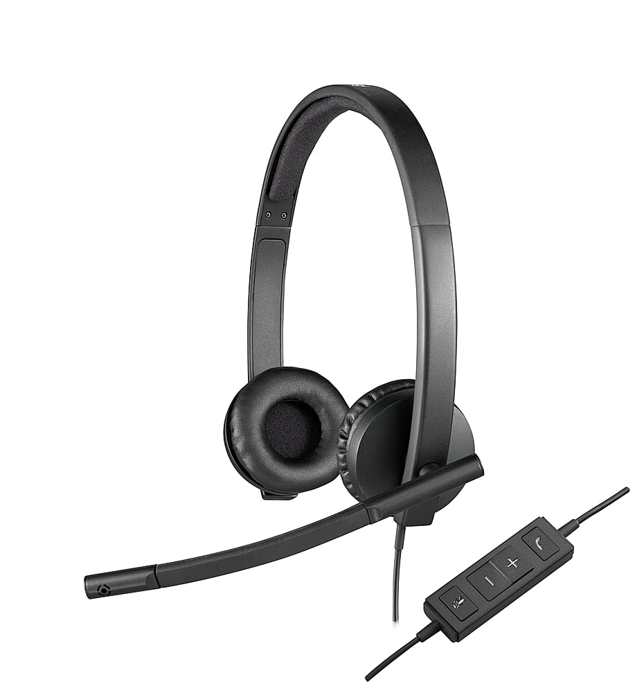 Logitech - H570e Stereo Wired Over-the-Ear Headset - Black