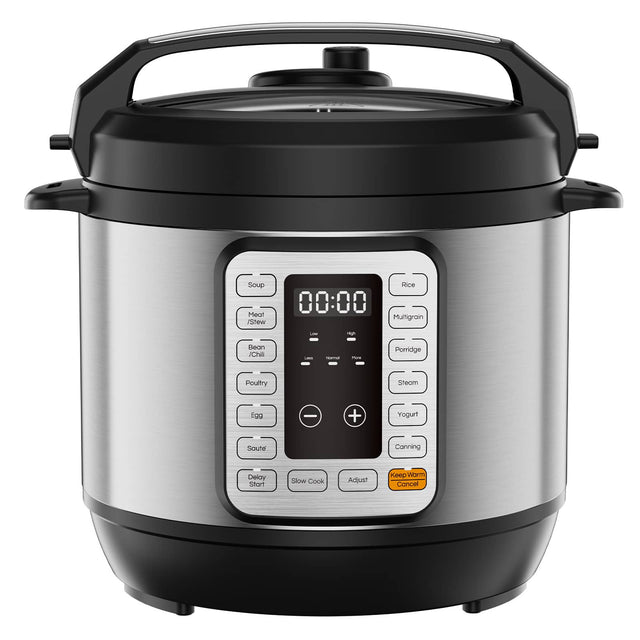 Soup Rice Meat Stew Multigrain Porridge Poultry Steam Egg Saute Yogurt Canning Delay Start Slow Cook Adjust Keep Warm Cancel
