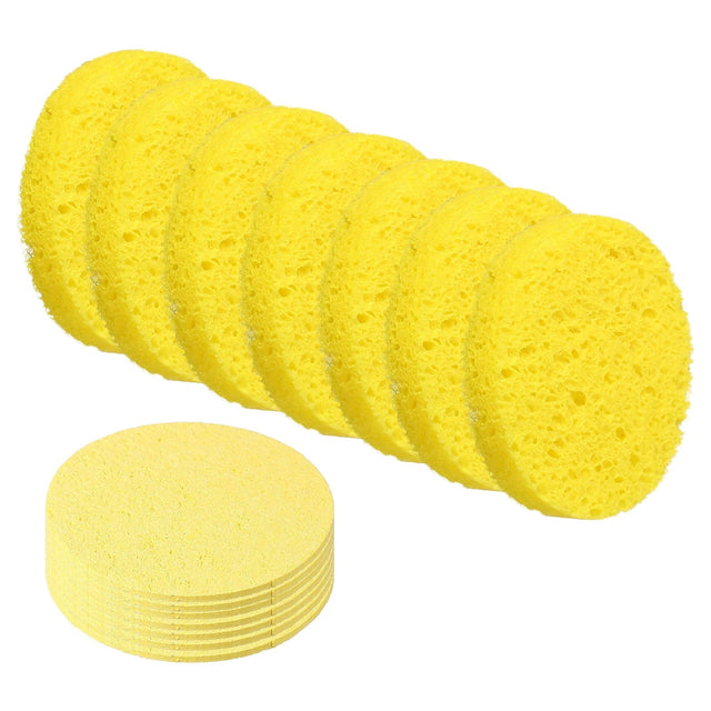 Front. Unique Bargains - 20pcs Cellulose Round Sponges Non-Scratch Compressed Scrubber for Kitchen Bathroom Household Cookware & Cleaning DIY - Gold.