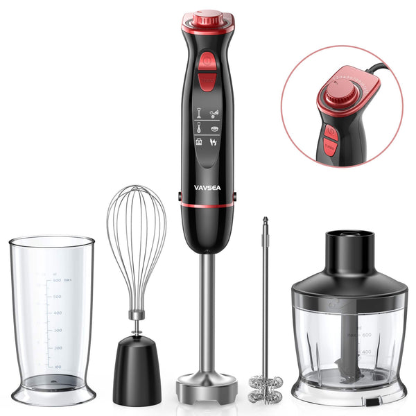 VAVSEA - 5-in-1 Immersion Hand Blender with 1100W Motor and 24-Speed Control - Black