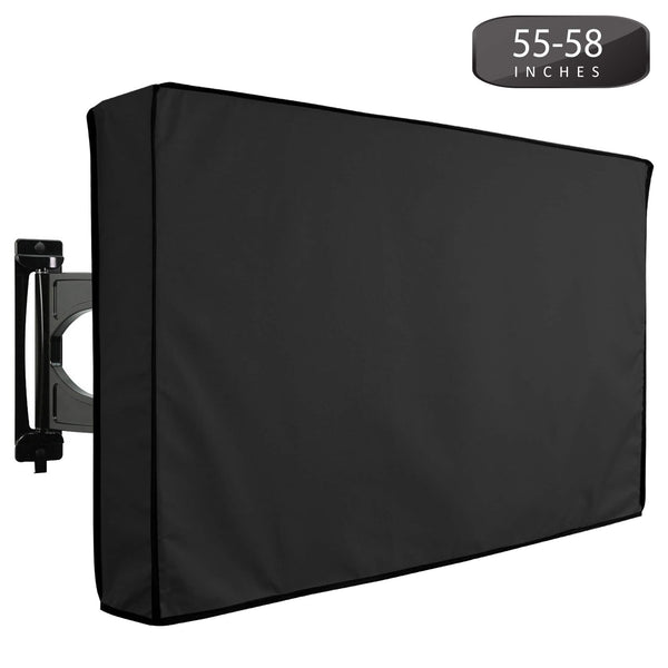 KHOMO GEAR - Outdoor TV Cover for 55" to 58" Inch TV – Weatherproof Protector for Flat Screen TVs - Black