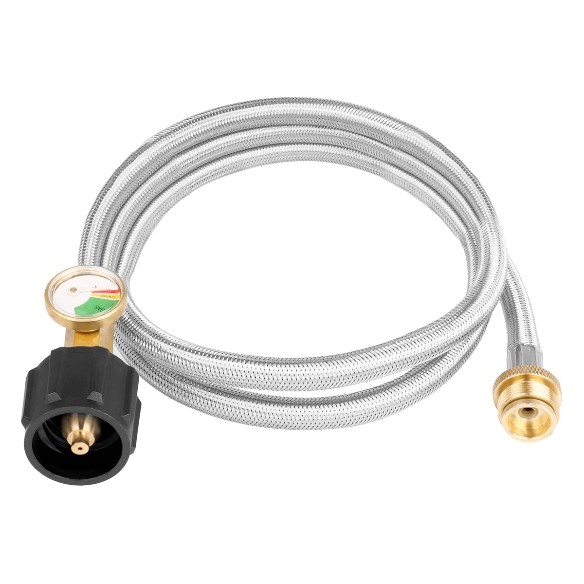 Empava - 5FT Propane Hose with Gauge – CSA Certified, Universal 1lb to 40lb Tank Adapter for Grills, Heaters & Camping - Stainless Steel