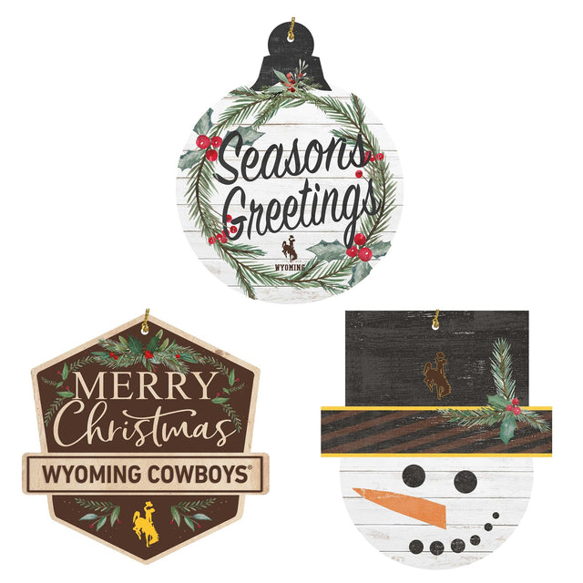 Seasons Greetings  
WYOMING  

MERRY Christmas  
WYOMING COWBOYS  

MERRY Christmas  
WYOMING COWBOYS