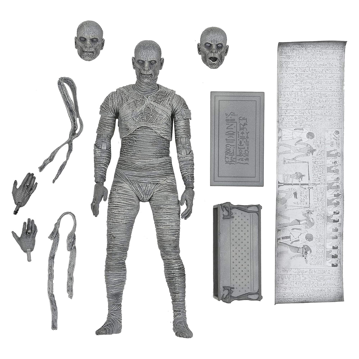 NECA - Universal Monsters 7 Inch Scale Action Figure | The Mummy (Black & White) - Gray