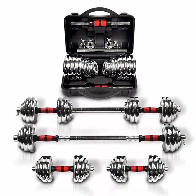 Front. Loheer - Loheer Adjustable Dumbbell Set 66lb Cast Iron Dumbbell Barbell Set with Carry Box for Home Gym Workouts - Black.