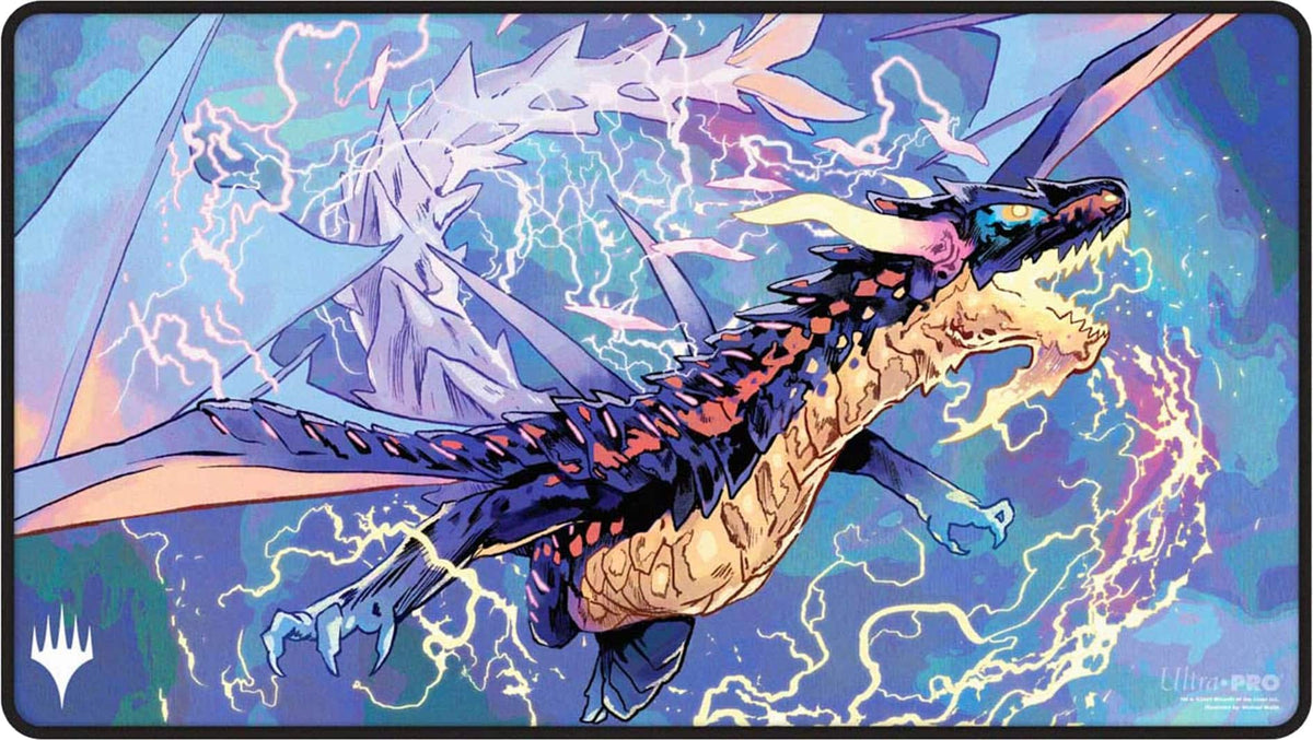 Ultra PRO - Tarkir Dragonstorm Neriv, Heart of the Storm Black Stitched Playmat for Magic: The Gathering