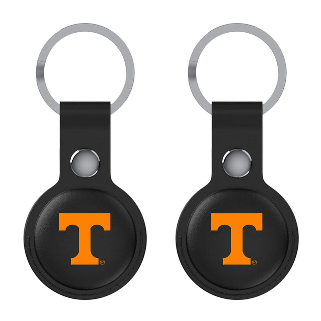 Front. Keyscaper - Tennessee Volunteers Black Leatherette AirTag Holder 2-Pack - No Size - Black.