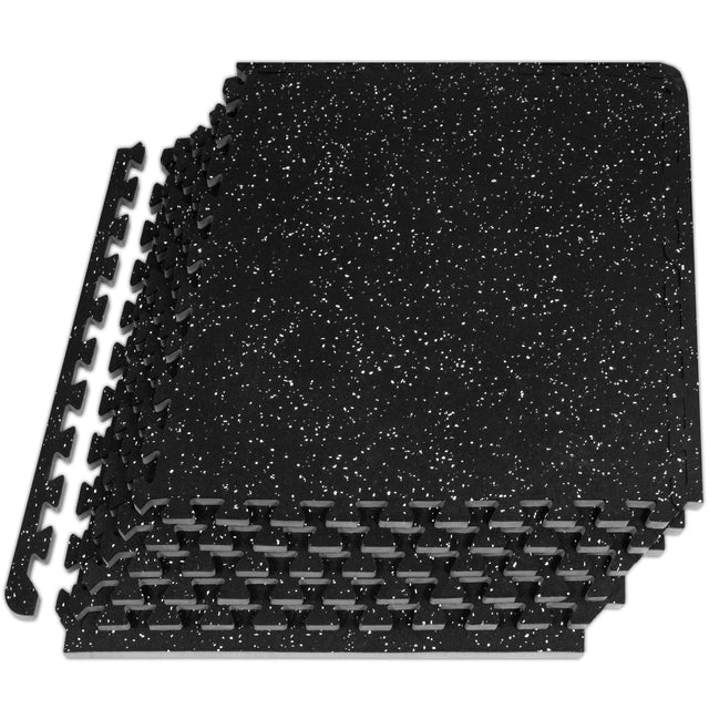 Front. ProsourceFit - ProsourceFit Rubber Top Exercise Puzzle Mat 1/2-in, 24 Sq Ft - 6 Tiles - Grey.