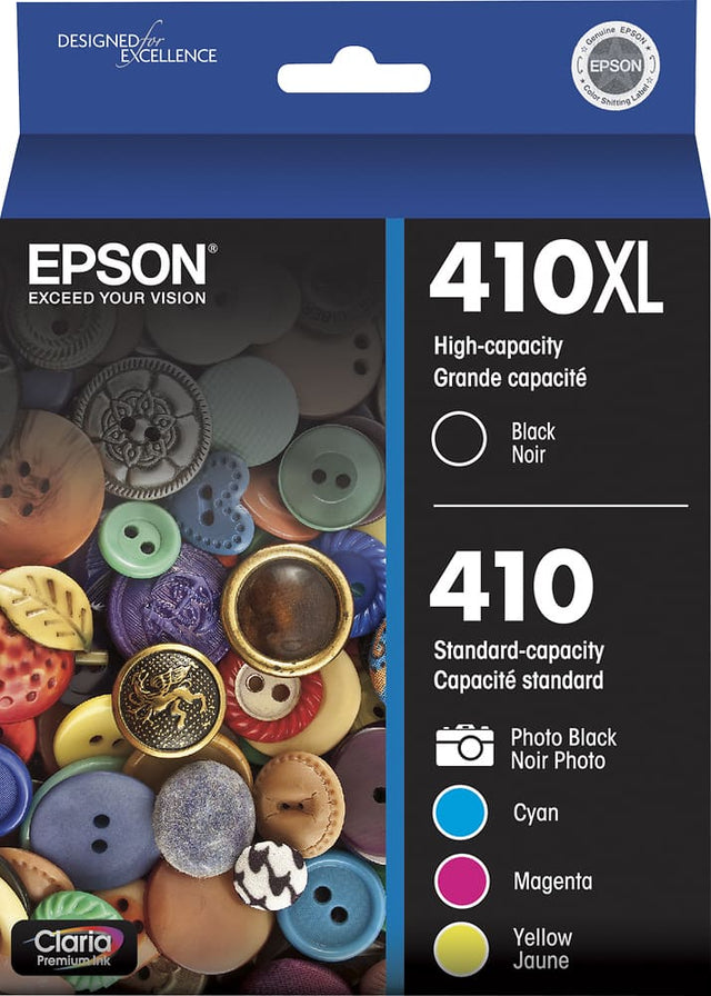 Front. Epson - 410/410XL 5-Pack High-Yield and Standard Capacity Ink Cartridges - Cyan/Magenta/Yellow/Photo Black.