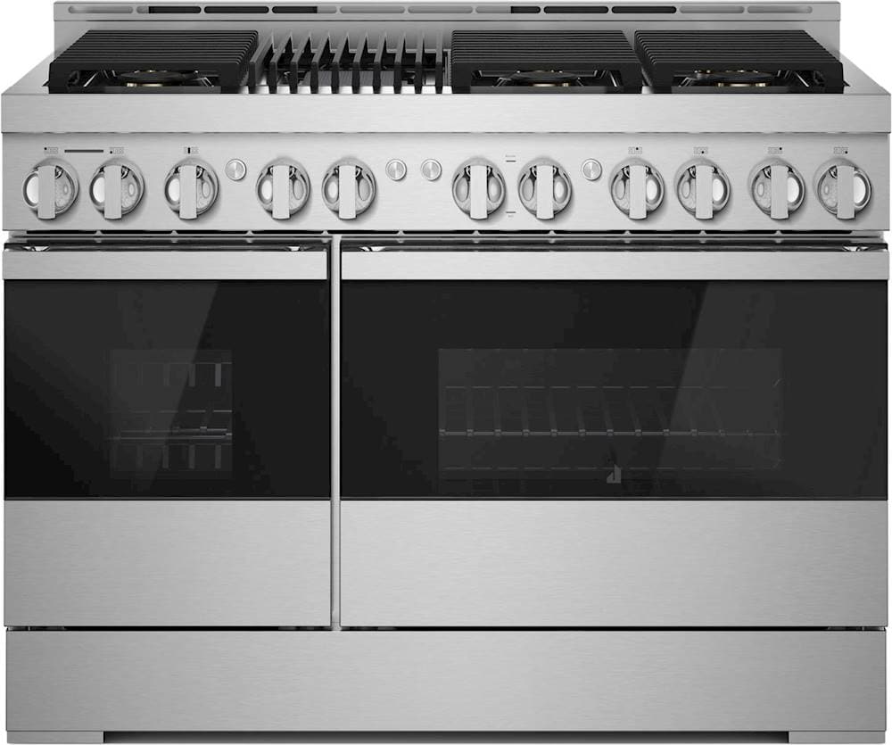JennAir - 48 in. Wide 6 Burner NOIR 6.3 Cu. Ft. Freestanding Double Oven Gas True Convection Range with CustomClean - Floating Black Glass
