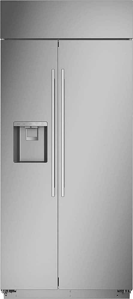 Front. Monogram - 20.4 Cu. Ft. Side-by-Side Built-In Refrigerator with Dispenser - Stainless Steel.