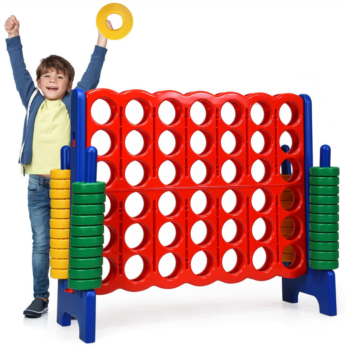 Costway - Jumbo 4-to-Score 4 in A Row Giant Game Set Kids Adults Family Fun - Red,Blue