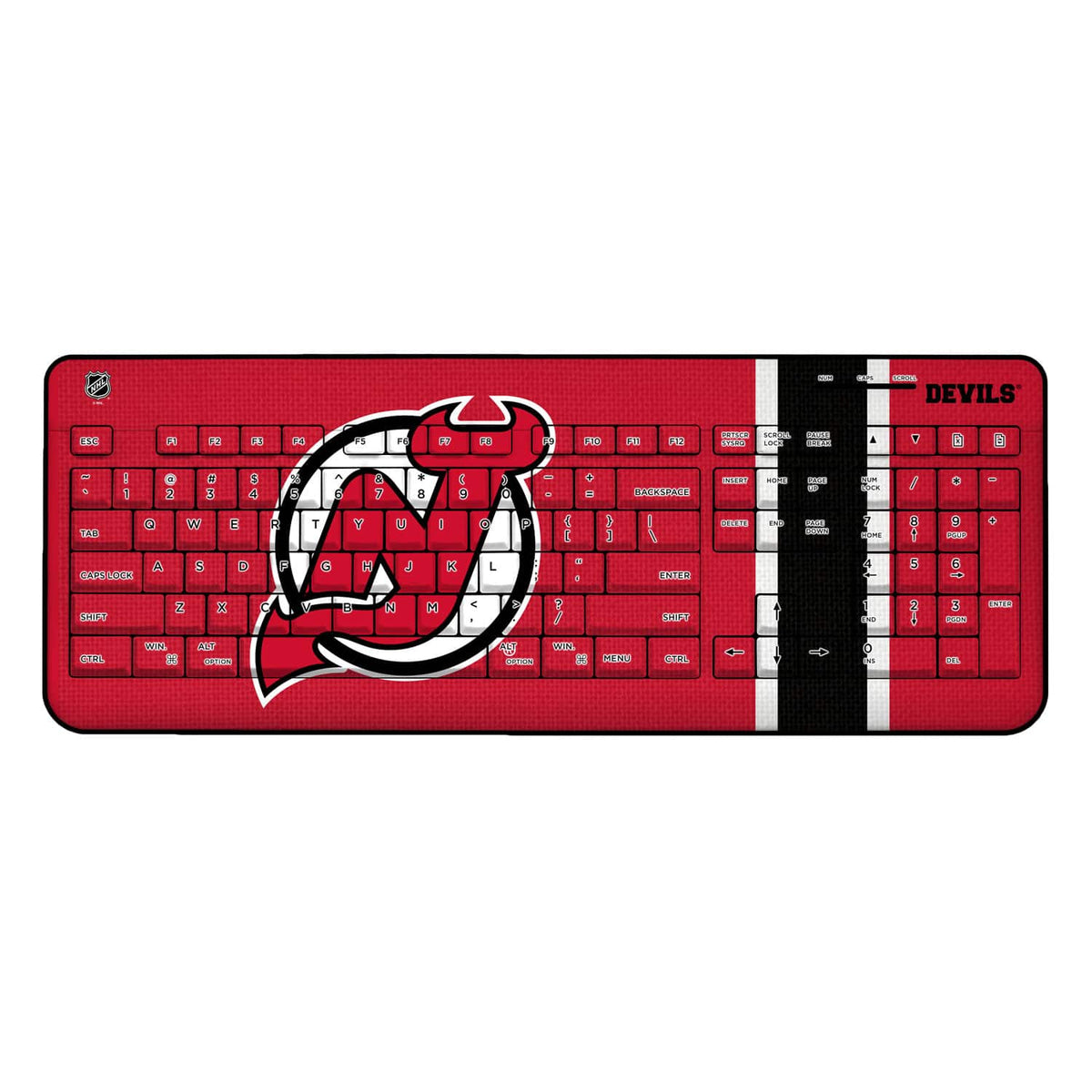 Keyscaper - New Jersey Devils Stripe Wireless Keyboard - Multicolor