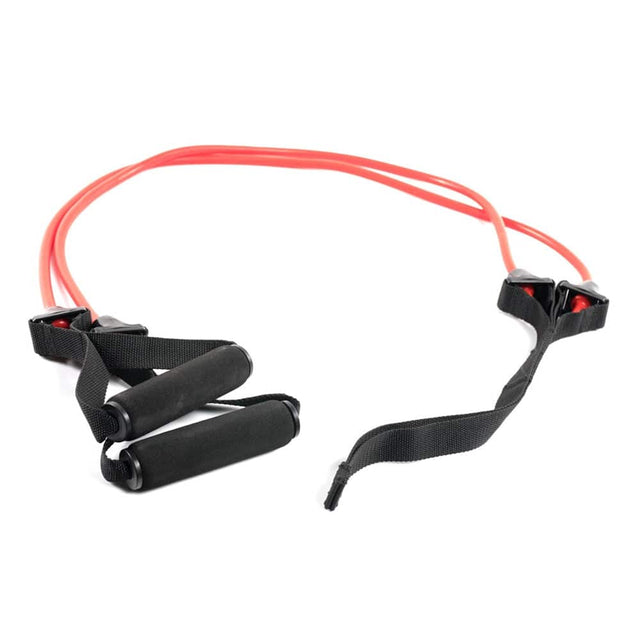 Front. Power Systems - Double Cords V-Shaped Resistance Tube - Medium (8-16 lbs) Resistance Band - Red.