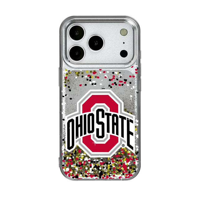 Front. Keyscaper - Ohio State Buckeyes iPhone Glitter Confetti Design Case - 16 - Multicolor.