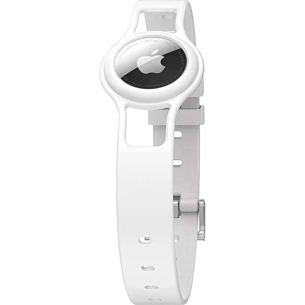 SaharaCase - Silicone Dog Standard Collar with Apple AirTag slot - 10-in to 14-in Neck - White