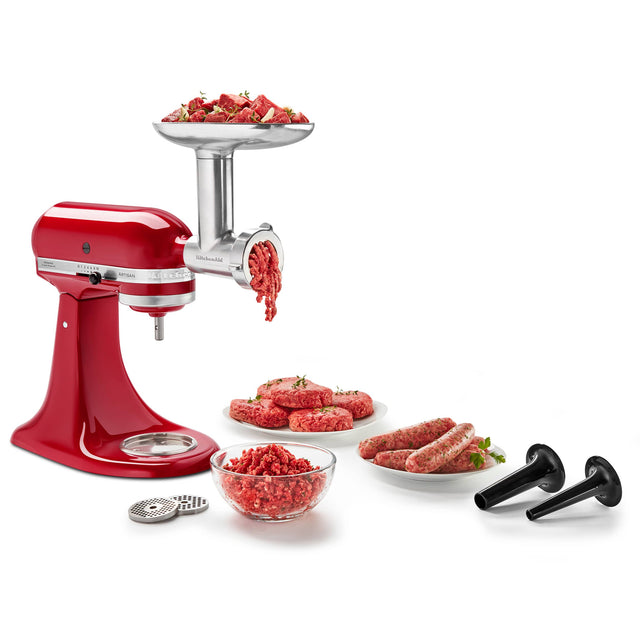 Front. KitchenAid - Metal Food Grinder Attachment - Silver.