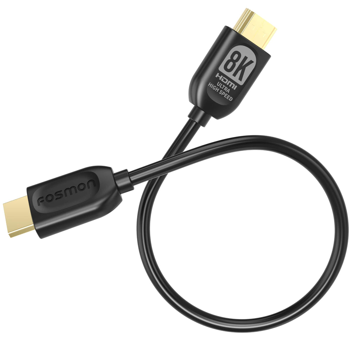 Fosmon - 8K Short HDMI Cable 1FT HDMI Cord, 30AWG HDMI to HDMI Cable, HDMI 2.1 Cable High Speed HDMI ARC Cable for Nintendo PS5 - Black