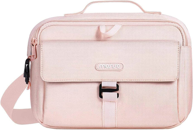Front. mosiso - Camera Shoulder Bag for DSLR, SLR & Mirrorless Cameras, Padded Crossbody Sling Case with Rain Cover - Pink.