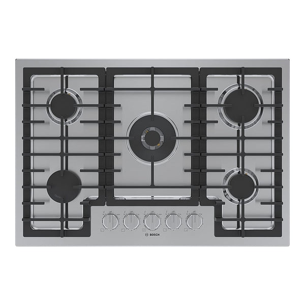 Bosch - 800 Series 30" Built-In Gas Cooktop with 5 burners with FlameSelect and LP Conversion - Stainless Steel
