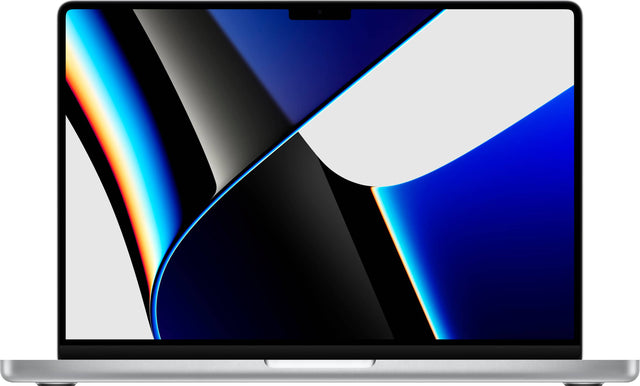 Front. Apple - Geek Squad Certified Refurbished MacBook Pro 14" Laptop - Apple M1 Pro chip - 16GB Memory - 1TB SSD - Silver.