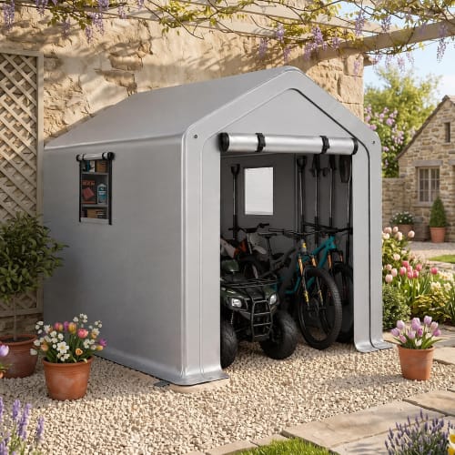 Front. Winado - 6x10FT Bike Tent, Outdoor Portable Bicycle Storage Sheds Waterproof Cover for 2-3 Bikes, Storage Cover - Gray.