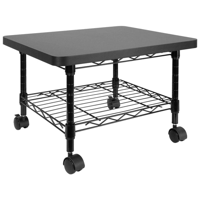 Front. Mount-It! - Under Desk Printer Stand with Wheels, 2-Tier Rolling Printer Cart, 100 lb Capacity - Black.