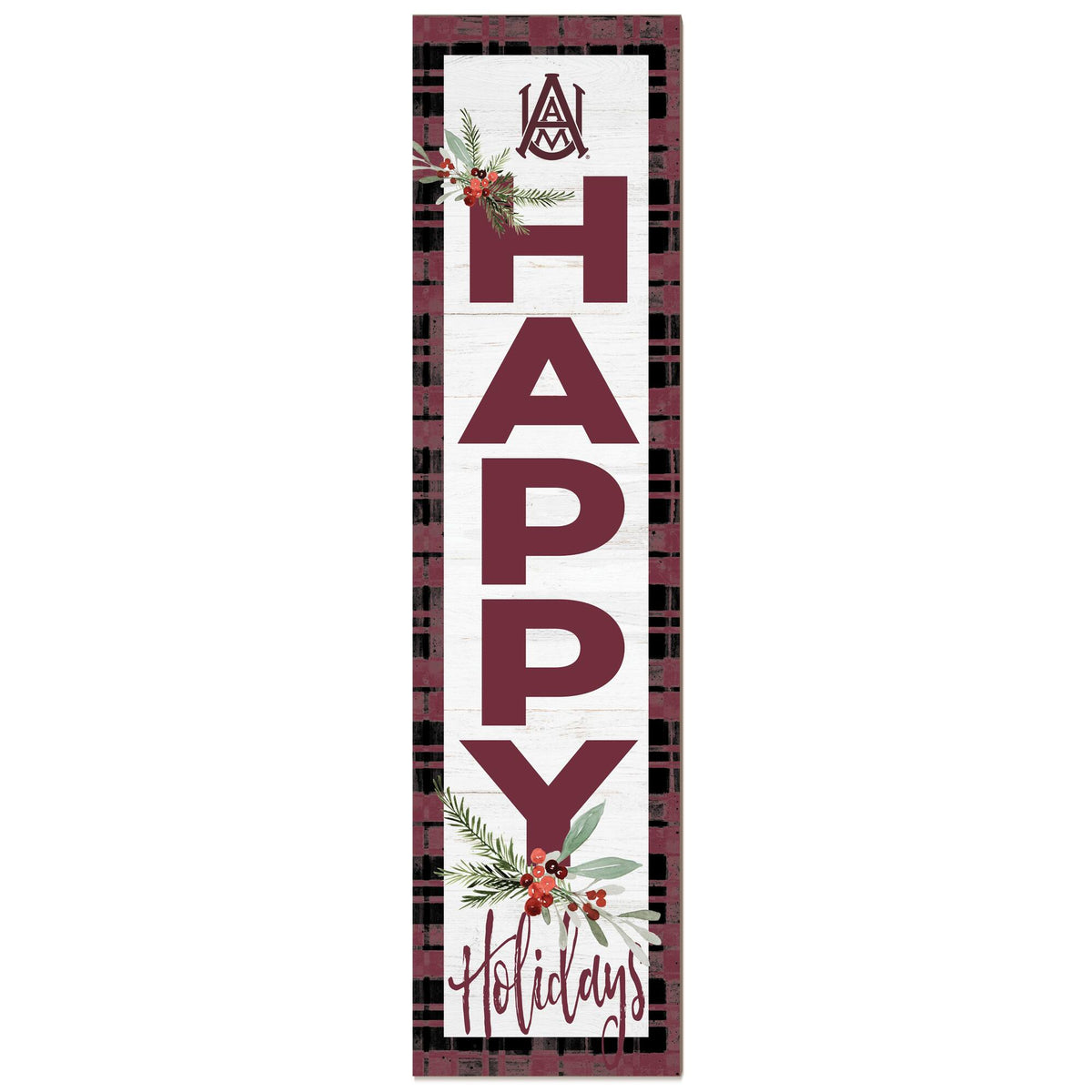 Jardine - Alabama A&M Bulldogs 12'' x 48'' Outdoor Happy Holidays Leaner - White