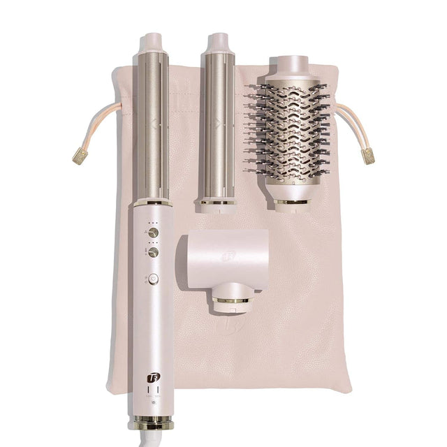 Front. T3 - Aire 360 Air Styler Blowout Kit with Dual Voltage and Ceramic Curling Attachments.