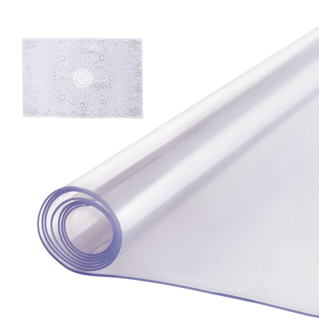 Front. VEVOR - Plastic Table Cover, 42 x 72 Inch 2.0 mm Thick Clear Table Protector, Rectangle PVC Desk Mat - Transparent.