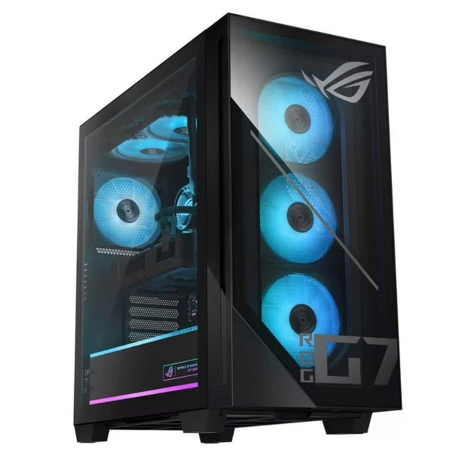 Front. ASUS - ROG G700 Intel Core Ultra 7 265F 2.4 GHz 32GB DDR5 2TB SSD NVIDIA GeForce RTX 5070 Windows 11 Home Gaming Desktop - Black.