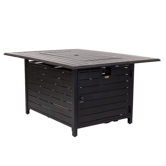 Front. Fire Sense - Longmont Aluminum Rectangular LPG Fire Pit - Antique Bronze.