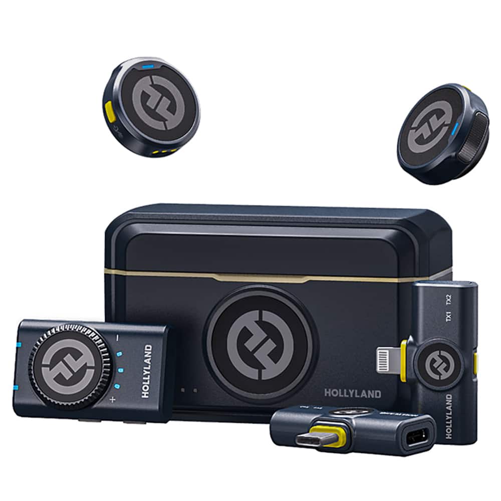 HOLLYLAND - LARK M2 Combo Wireless Microphone for iPhone/Camera/Android/PC (Black, 2TX + 3RX + Charging Case) - Black