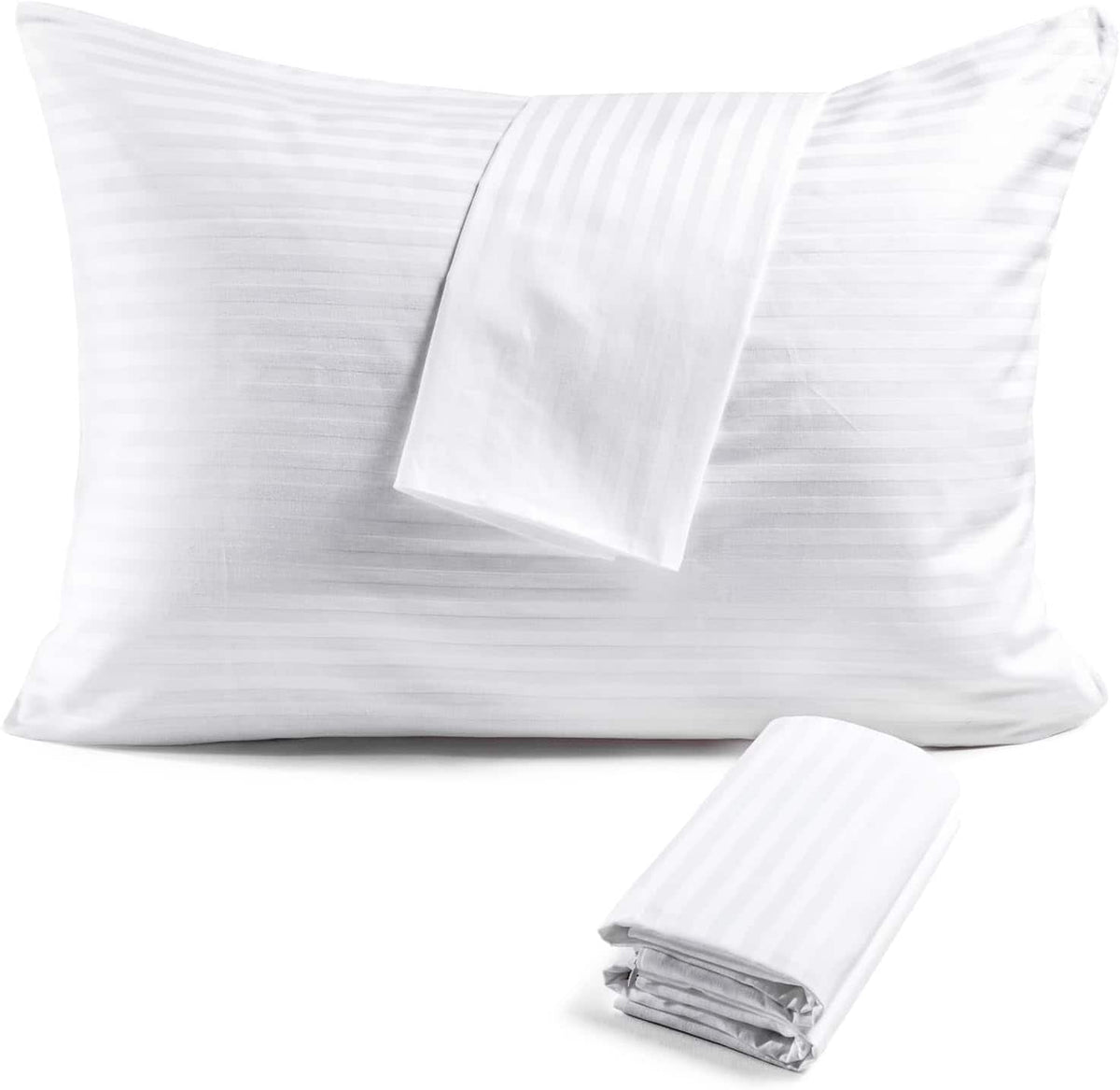 FAUNNA - 4 Pack 600 Thread Count Cotton Pillow Protector with Hidden Zipper, OEKO-TEX Certified, Machine Washable - White