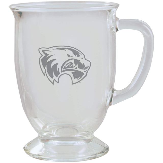 Front. The Memory Company - Fort Valley State Wildcats 16oz. Cafe Glass Mug - Multicolor.