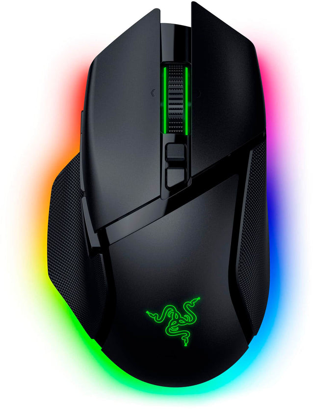 Front. Razer - Basilisk V3 Pro 35K Optical Gaming Mouse with HyperScroll Tilt Wheel - Black.