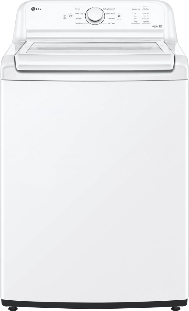 Front. LG - 4.3 Cu. Ft. High-Efficiency Top Load Washer with SlamProof Glass Lid - White.