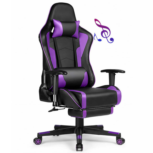 Front. Egaming - Music Video Gaming Chair with Speaker Office Computer Chairs,Purple - Purple.