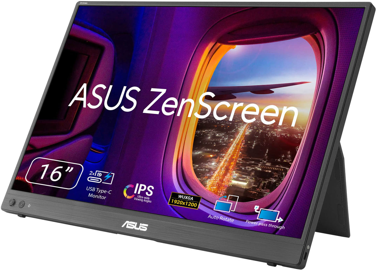 ASUS - ZenScreen 16" FHD+ IPS Portable Monitor with Ergo Kickstand (Mini-HDMI, USB-C) - Black