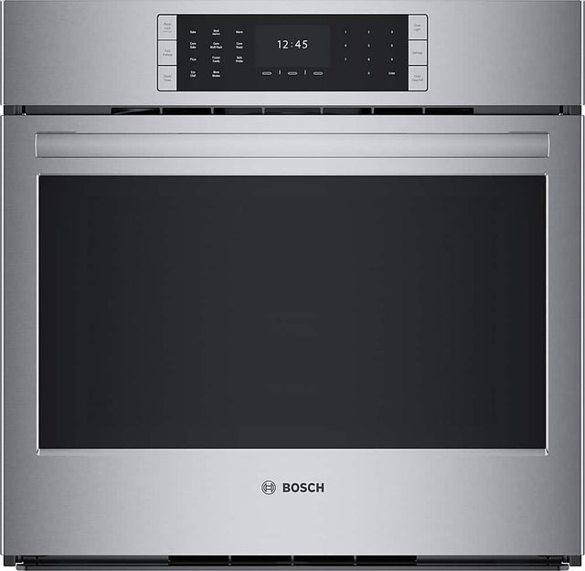 Front. Bosch - Benchmark Series 30" Built-In Single Electric Convection Wall Oven - Stainless Steel.